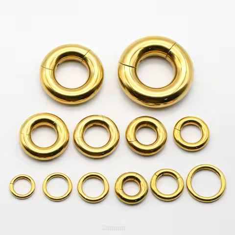 Large Guage 12G/2mm to 00G/10mm 316L Stainless Steel Hinged Clicker Septum Rings Seamless Nose Ring 