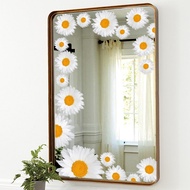 mulstore-White Daisy Mirror Decoration Wall Sticker Sticker