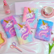 Cute Unicorn Queen Character Padlock Diary Book Fur Notebook Pad for Girls