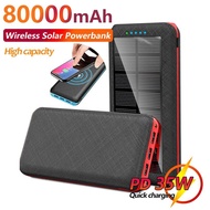 80000Mah Wireless Solar Battery Charger Portable Fast Charger High Light LED 3 USB Phone Power Bank For Xiaomi Samsung Iphone