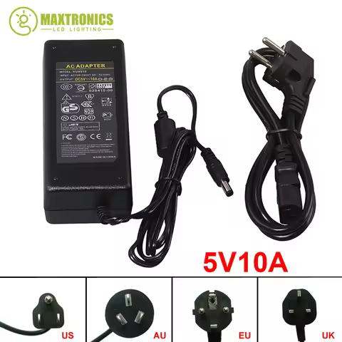 Lighting Transformer 5V 10A LED Power Supply For WS2812B WS2811 LPD8806 WS2801 LED Strip Light DC5V
