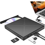 External Optical Drive B 3.0 Portable CD DVD  / RW Drive, DVD Player for Laptop, CD ROM Burner with B Port TF/SD  Slots