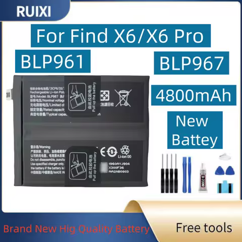 RUIXI BLP967 BLP961 5000mAh Battery For OP Find X6/Find X6 Pro mobile phone battery + Tools