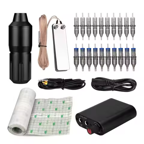 Complete Rotary Tattoo Machine Pen Kit Professional Permanent Makeup 3RL 5RL M1 Cartridge Needle Tat