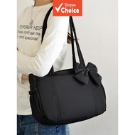 Padded Tote Bag Winter Yoga Space Bag Bow Shoulder Handbag Beg Tote Berlapik Beg Yoga Musim Sejuk Be