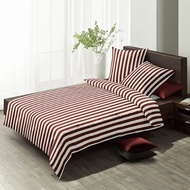 KATUN AESTHETIC COTTON BEDSHEET WITH/STRIPE WHITE CHOCO 120/160/180 H25CM & H30CM