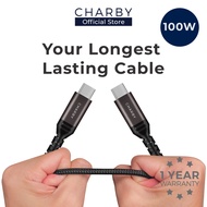 CHARBY Edge - PD 100W Type C to Type C Cable [Ultra Durable/Fast Charging/Data/5A] for Phone, Tablet
