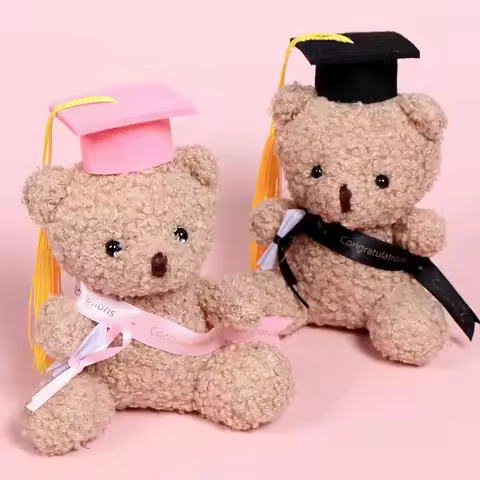 2pcs Graduation Bear Plush Bears Pink Stuffed Bear Graduate Student Souvenir Graduation Bachelors Ha