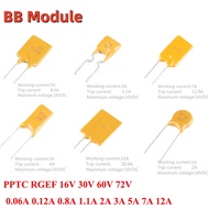 10Pcs 16V 30V 60V 72V Resettable Fuse PPTC RGEF 0.06A 0.12A 0.8A 1.1A 2A 3A 5A 7A 12A Fuses In-line 