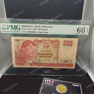 100 Rupiah Sudirman PMG 66