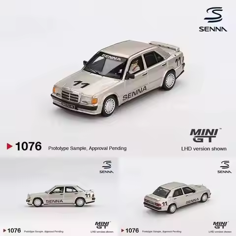 PreSale MINIGT 1076 1:64 Mercedes Benz 190 E 2.3 16 #11 Ayrton Senna 1984 Car Model Collection Toys 
