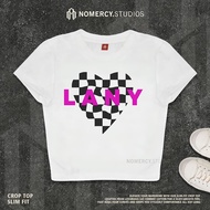 KATUN NORACY.STUDIOS - CROP TOP LANY HEART CHECKER LOGO | ROCK MUSIC METAL BAND | GRUNGE CROPTOP WHI