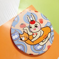 台灣鶯歌晶透浮雕陶瓷吸水杯墊 | 與狗GO聯名的鼻孔兔-乘風破浪感