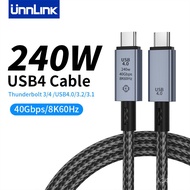 Unn 8K 60Hz Thunderbolt 4 Video Cable Type C B 4 PD 240W Fast Charge 40Gbps Data  Nylon Braid Cable fo00