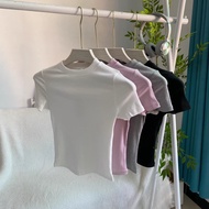 Skims Minimalist Soft Cotton T-Shirt with Elastic Round Neck