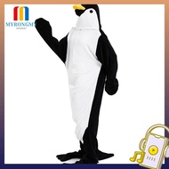 MYRONGMY Stitched Warm Full Body Home Jumpsuit, Black + White Polyester Unisex Flannel One-piece Paj
