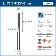 2 Flute Straight End Mill CNC Bit 10pcs 3.175/4/6mm Shank สำหรับไม้ MDF พลาสติกคัตเตอร์คัตเตอร์คัตเต