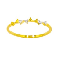 Happy Jewelry แหวนโบว์ทึบสลับฝังเพชร ทองแท้ 9k 37.5% เพชรเกสร ME022