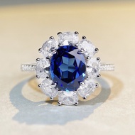 High Carbon Diamond Ring 3CT Oval Gemstone S925 Sterling Silver Vintage Padparadscha Fanta Paraiba E