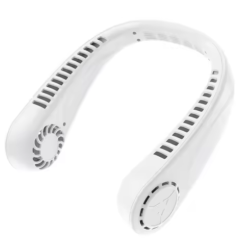 Silicone Foldable Bladeless Neck Fan, Rechargeable Wearable Hands-Free Mini Fan with LED