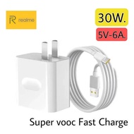 ชุดชาร์จเร็ว Realme SuperVooc 30W FlashCharge Max 5V-6A ของแท้ หัวชาร์จ สายชาร์จ ชาร์จเร็ว ชาร์จด่วน