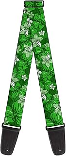 Buckle-Down 2 Inches Wide Guitar Strap - Hibiscus Collage Green Shades (GS-W30888)