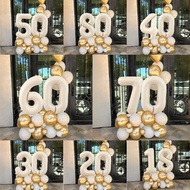 34pcs Cream Gold Number Stand Balloon Set for 18 50 60 70th Adult Happy Anniversary Decoration Set S