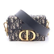 【二手】Dior 30 MONTAIGNE Box Oblique 斜背包，海軍藍/象牙帆布皮革款