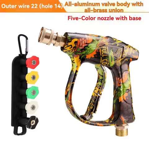 2026 New Graffiti High Pressure Washer Gun, Premium Aluminum Valve & Solid Copper Head, 5-Color Nozz