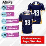 Axelent Victory V-neck NFL jersey blue jersey custom name Baju Jersi custom Name T-shirt Sports Jers