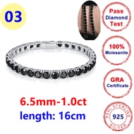 Black Full Moissanite Tennis Womens Mens Bracelet Original 925 Sterling Silver Man Tennis Chain Fine