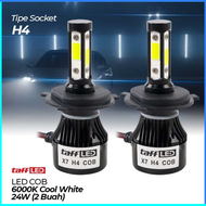 COD TaffLED Lampu Depan Mobil LED COB Headlight H4 Cool White 2 PCS / lampu mobil depan super terang