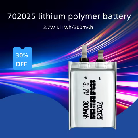 702025 300mAh 3.7V Li-ion Battery High-Energy Rechargeable Cell for Compact Electronics, Wearables, 