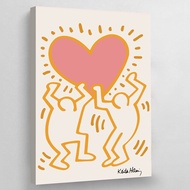 Keith Haring Coeur โปสเตอร์ภาพวาดผ้าใบติดผนังภาพพิมพ์ห้องนั่งเล่นภาพตกแต่งบ้าน