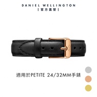 Daniel Wellington 錶帶 Petite Sheffield 爵士黑真皮錶帶-三色任選(DW00200150)/ 香檳金框/ 16mm-適用36mm手錶