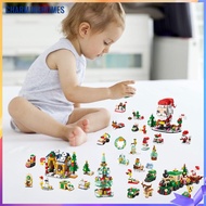 ★ Charminghomes ★ Christmas Building Blocks Playset Advent Calendar Festival Theme Blocks Playset Arrival Calendar Blind Box Novelty Gift for Kids