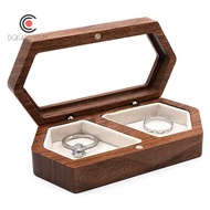 Wooden Ring Box 2 Slots Ring Holder Box Travel Ring Earrings Jewelry Storage Daily Organizer Engagem
