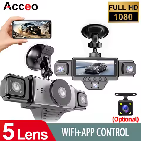 FHD 1080P 5 Channel Full HD Car DVR Wifi Dash Cam 5 Cameras Dashcam Video Recorder Night Vision Blac