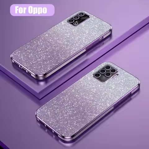 5lite 6lite Luxury Gradient Glitter Plating Case For Oppo Reno5 Reno6 Lite Reno 5 6 Women Soft Silic