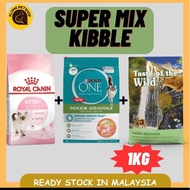 SUPERMIX KIBBLE KITTEN  REPACK 1KG( ROYAL CANIN KITTEN + TASTE OF THE WILD + PURINA ONE INDOOR)