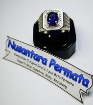 Natural Blue Sapphire Royal Blue Ring Dapat disesuaikan