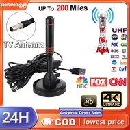 Antenna For TV HD Digital Indoor Amplified TV Antenna 200 Miles Ultra Hdtv With Amplifier Vhf/uhf Quick Response Outdoor Aerial Set Apple Adapter Booster Antena 4K/1080p Support for All TVs