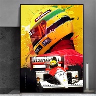 Vintage Car Poster Ferraris Classic Racing F Canvas Painting Ayrton Senna Legend F Race Car Driver