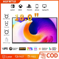 HGFRTEE 18 Inch Portable Monitor, , 165HZ Ultra rtable Monitor foobile Phones, PC, Mx，Switch