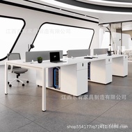 Office Combination Storage Staff Table 4 Four People Company Desk Chair Simple Work Seat 2 White Fur