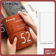 LIZMON Savings Binder, 6-holes Reusable 52 Week Savings Challenge Binder, Portable with Cash Envelop