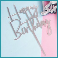 生日蛋糕插牌 Happy Birthday 銀色
