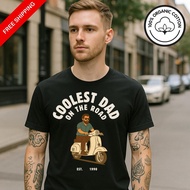 Coolest Dad On The Road Shirt - Retro Vespa Scooter Dad Tee - Fathers Day Gift - Vintage Italian Sco