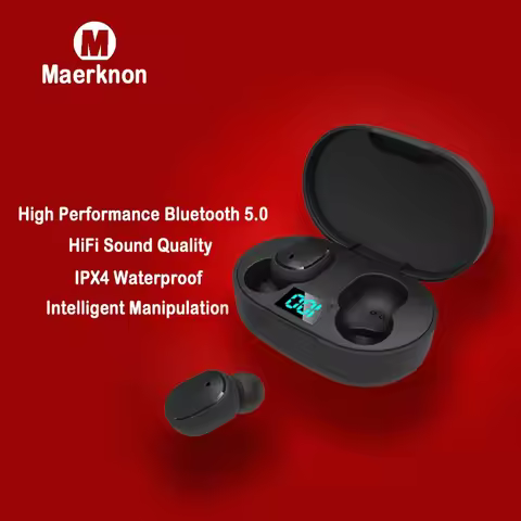 E6S TWS Wireless Bluetooth Earphones Digital Display Noise Cancelling Earbuds with Mic HiFi Stereo S