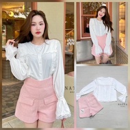 A6631 Has S M L XL [Big Chest 3 "Small Waist 1"] Natta Label. Twisted Shorts Set. Long Sleeve Shirt.